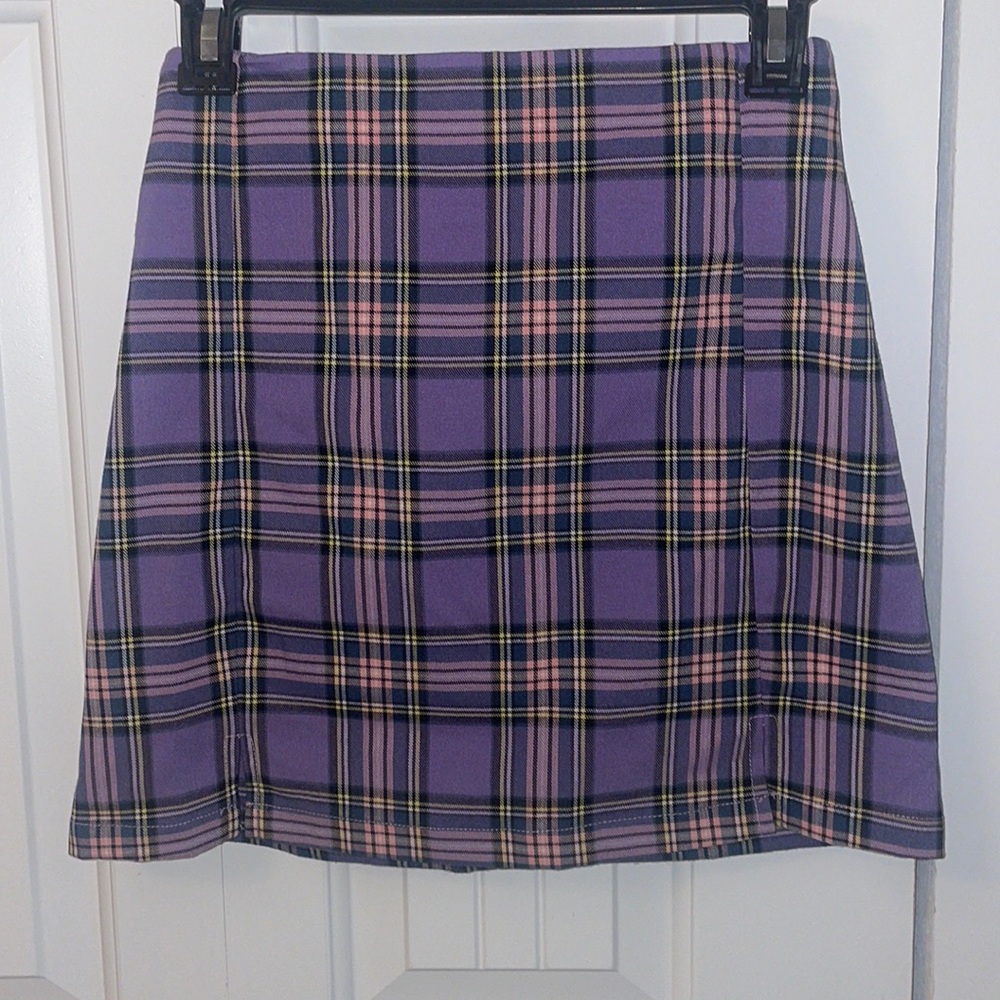 Brandy Melville Purple Plaid Skirt Sz Small